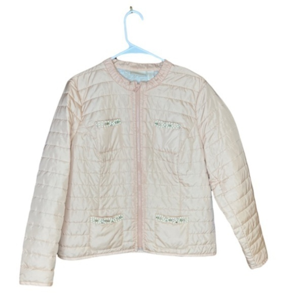 Chico’s Pinky Peach Lightweight Puff inspired Jacketembellished pockets | 1 /M